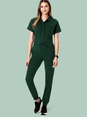 Mandala Mandarin Dolman Jogger Scrub Jumpsuit in Midnight Green Size XS